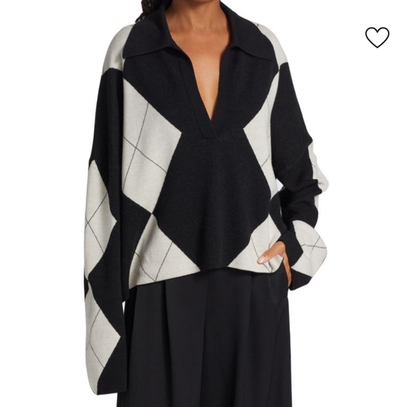 KHAITE Noelle Oversized Argyle Sweater Size Small - Picture 1 of 11